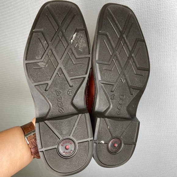 Ecco | Brown Leather Mens Dress Oxford Shoes Dressy‎ 39 - Picture 4 of 8